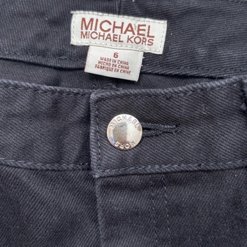 Michael Michael Kors Black Women’s Flare Stud Side Button pants Jeans Size 6 - Picture 7 of 16